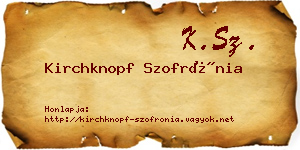 Kirchknopf Szofrónia névjegykártya